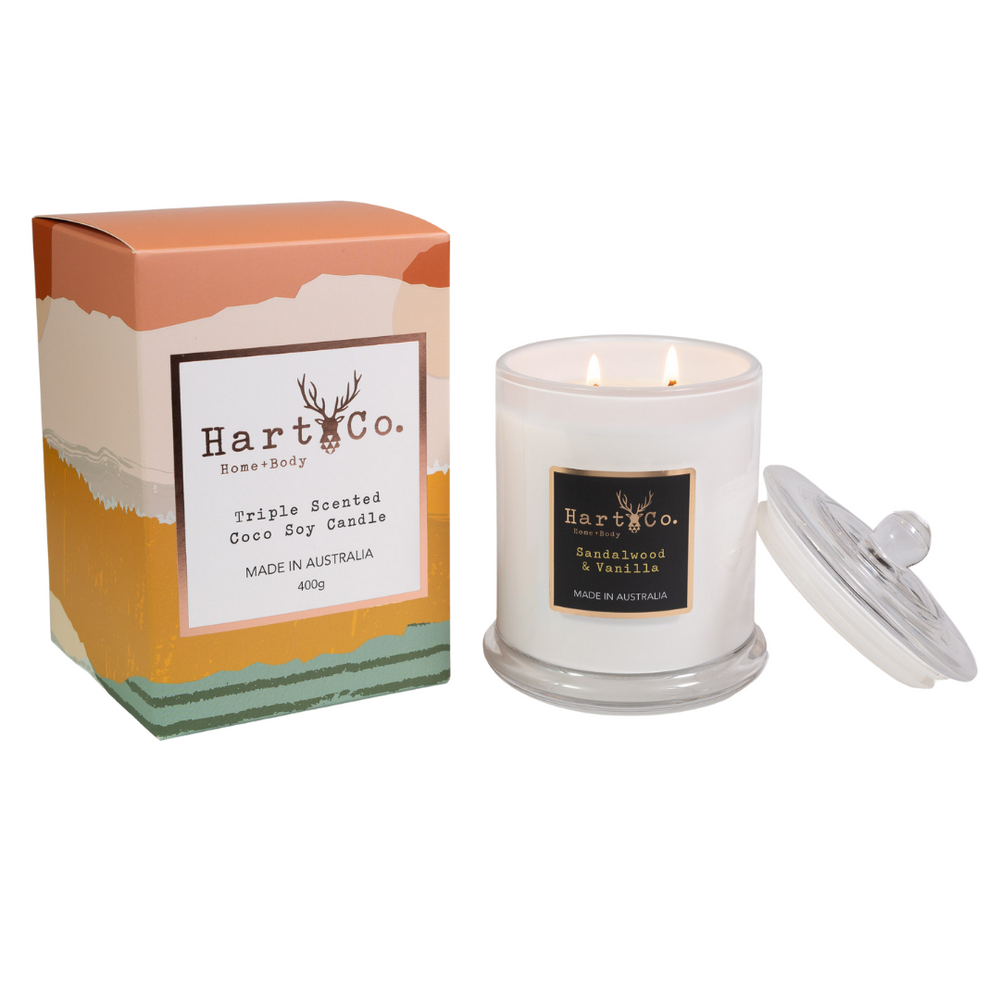 HartCo Sandalwood & Vanilla Large Candle (Double wick) - 400g